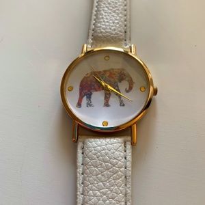 Elephant Inspired Watch Faux Leather Multi-Color Abstract Elephant Animal Pic